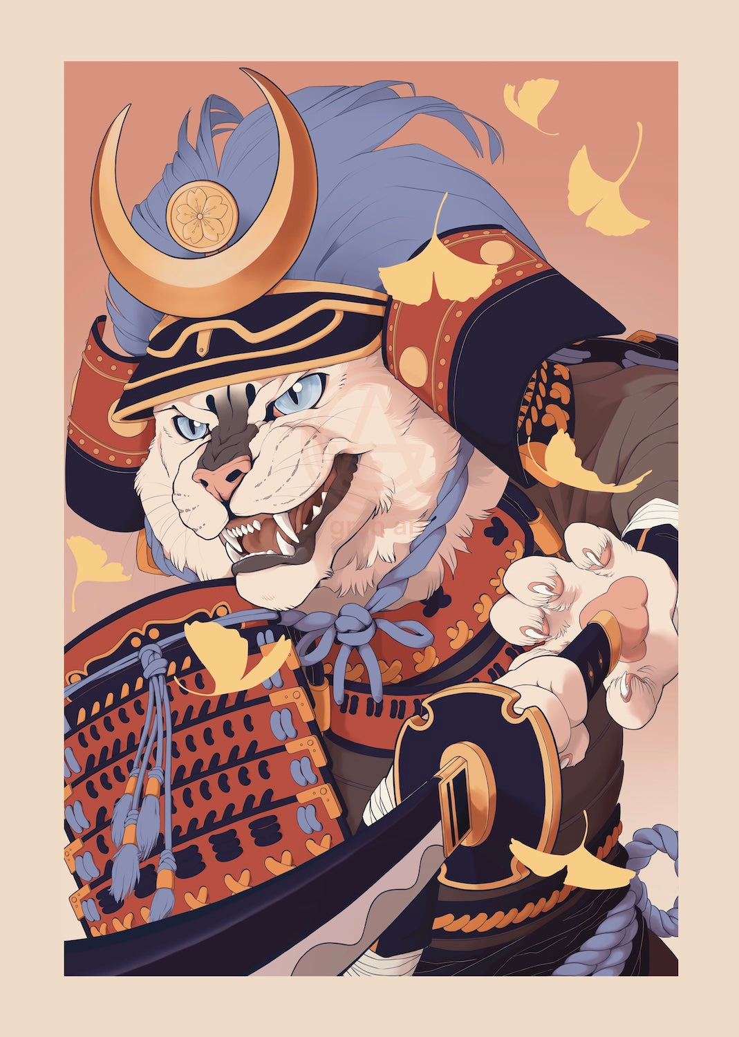 Samurai-Katze - Druck