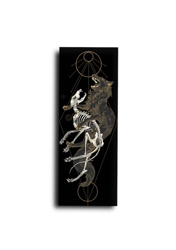 bookmark wolf and skeleton