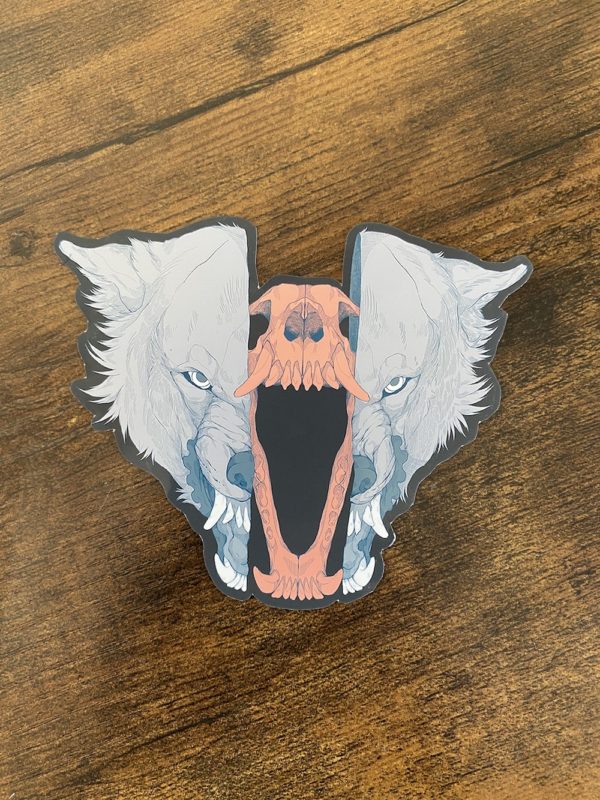 wolf head parted sticker