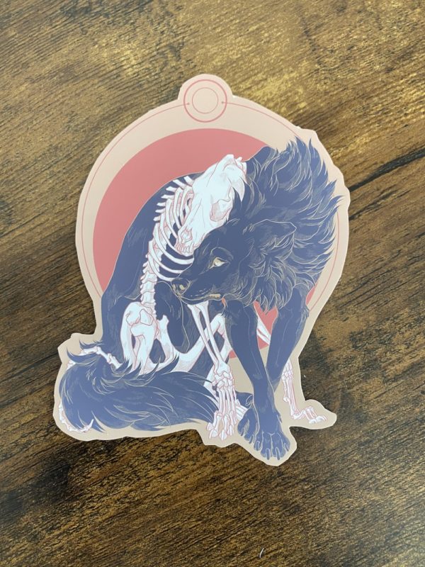 wolf with skeleton sticker